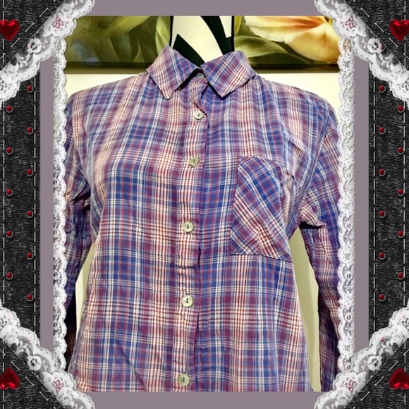 StyleMint Purple Plaid Button Down Shirt - Picture 5 of 6